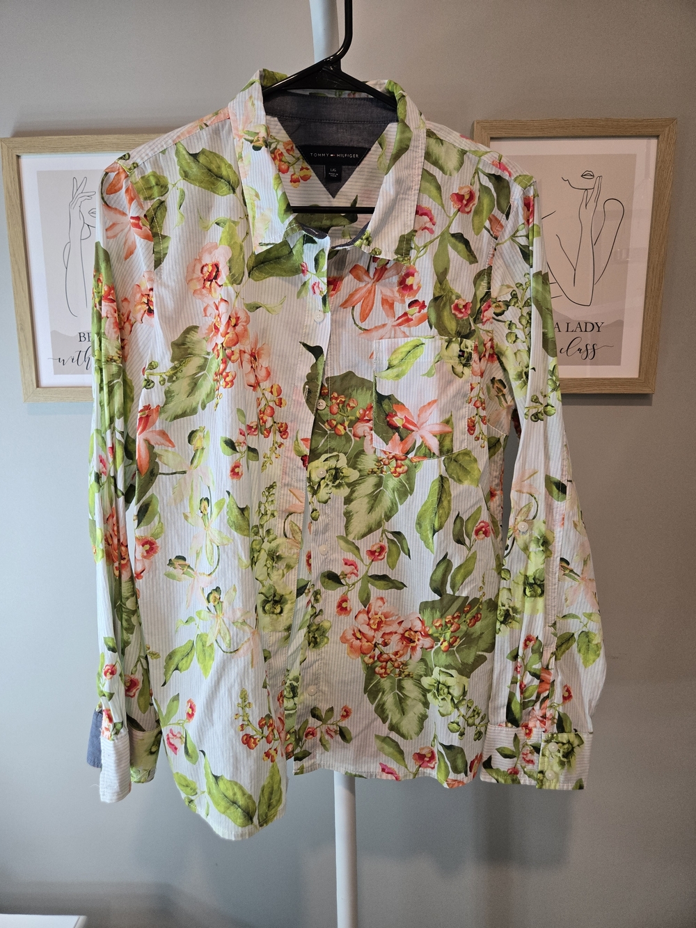 Tommy Hilfiger Floral Button-Down Shirt - Green & Pink